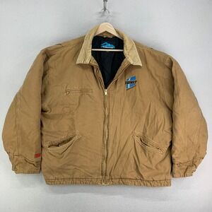 Retro Detroit Style Jacket Mens 2XL Brown Duck Canvas Heavy Workwear Quilt Liner